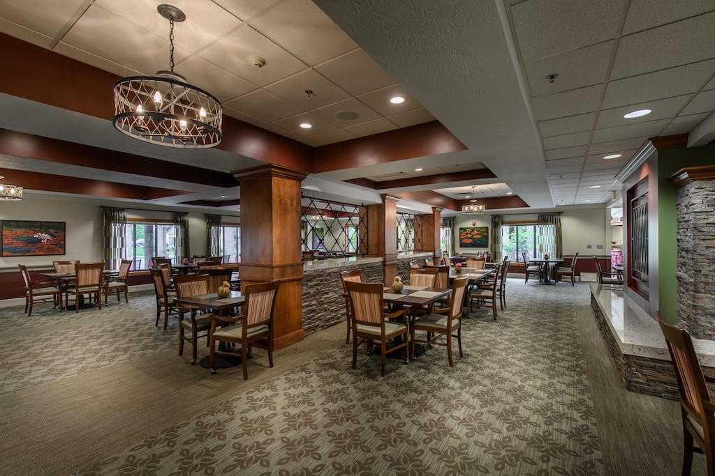 senior living dining room at The Inn at Belden Village