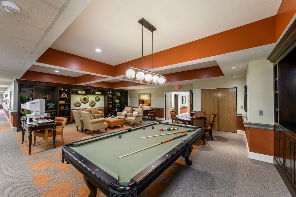 Billiards Room at The Inn at Belden Village Senior Living