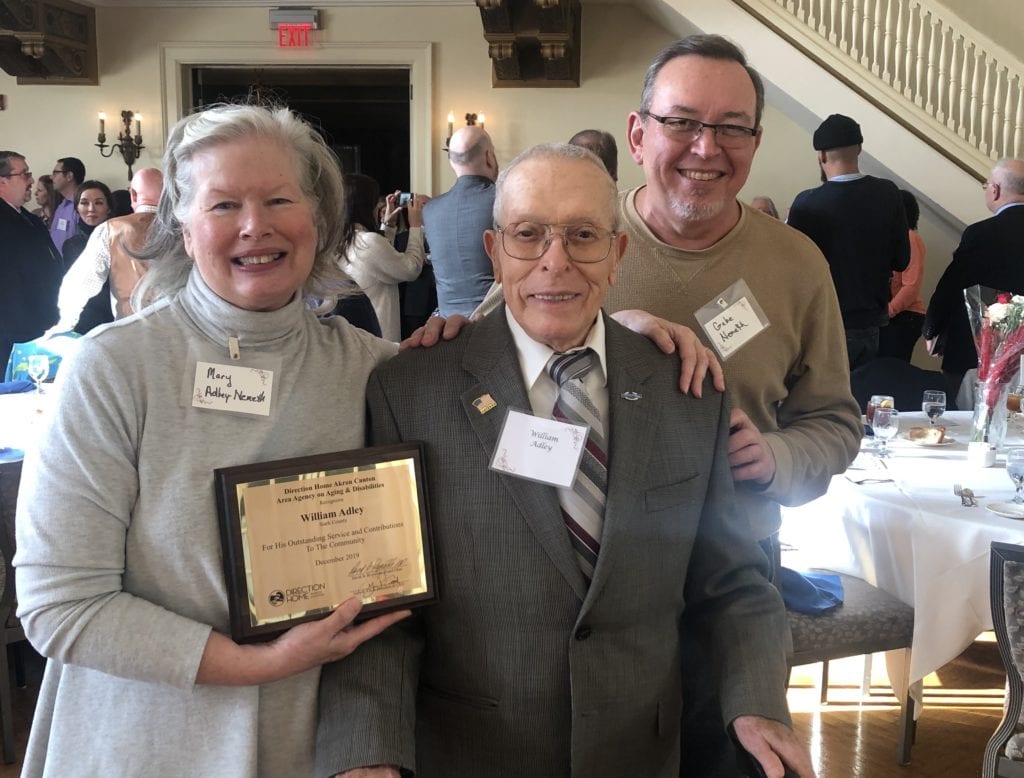 Bill Adley being Ohio Senior Citizens Hall of Fame winner Bill Adley with his family